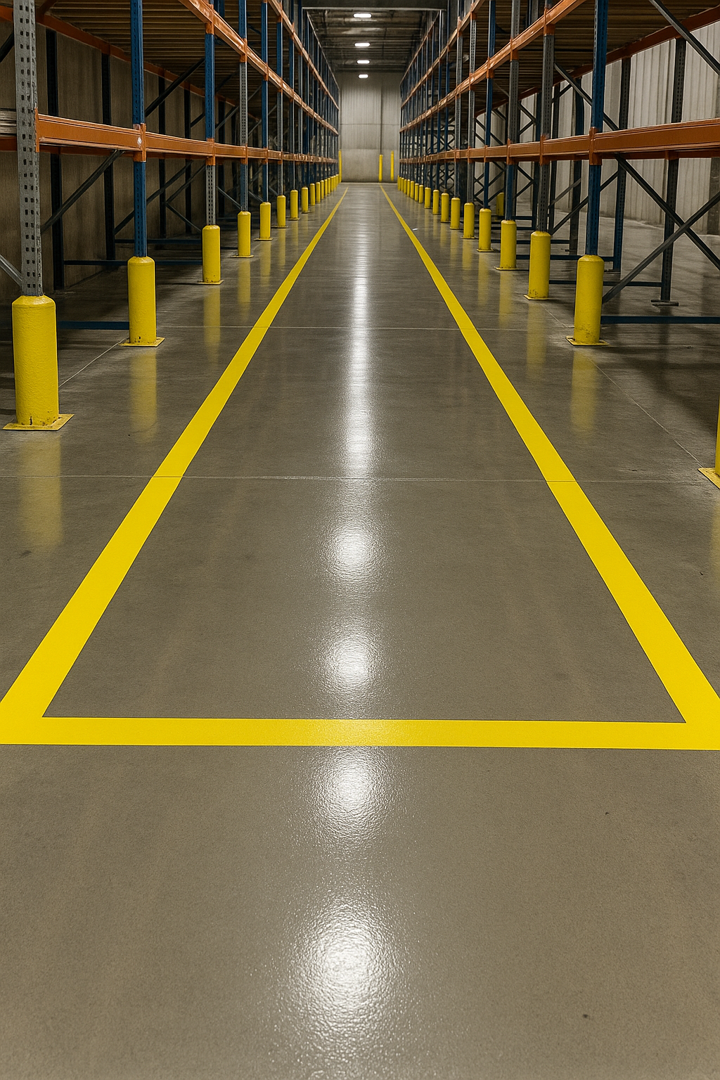 Clean line striping aisle